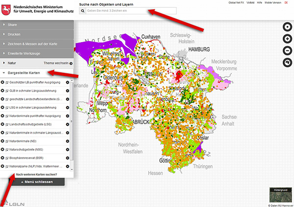 Schutzgebiete auf der interaktiven Umweltkarte | Nds. Landesbetrieb für