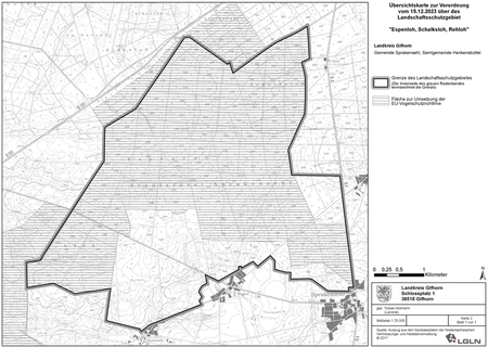 Übersicht der Verordnungskarte des Landschaftsschutzgebietes "Teichgut in der Oerreler Heide"