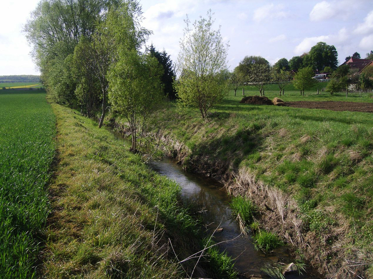 Von einem Hochwasserereignis des Sennebachs im Landkreis Hildesheim wären vor allem landwirtschaftliche Flächen sowie Gebäude in der Ortschaft Sillium betroffen (Archivfoto: NLWKN).