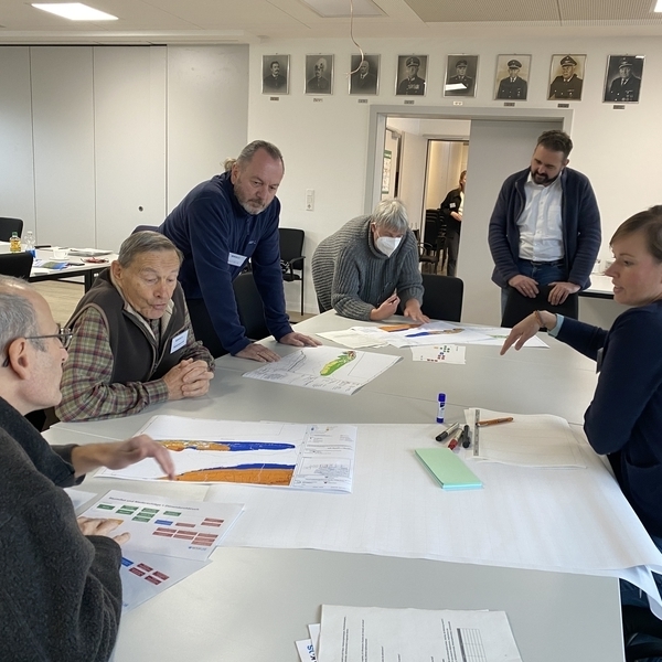 Workshop mit regionalen Stakeholdern im November 2022 auf Norderney. Unter anderem wurden für die Insel relevante Ereignisbündel und geeignete Anpassungsmaßnahmen identifiziert. (Foto: Cordula Berkenbrink/NLWKN)